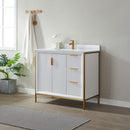 Vinnova Design Granada 36" Vanity with White Composite Grain Stone Countertop