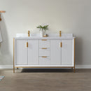 Vinnova Design Granada 60" Vanity with White Composite Grain Stone Countertop