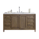 James Martin Chicago 60" Single Vanity Whitewashed Walnut with 3 cm Classic White Quartz Top 305-V60S-WWW-3CLW