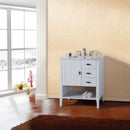 Bellaterra 30" Single Sink Vanity" White With Marble Top" White 7616-WH-WH