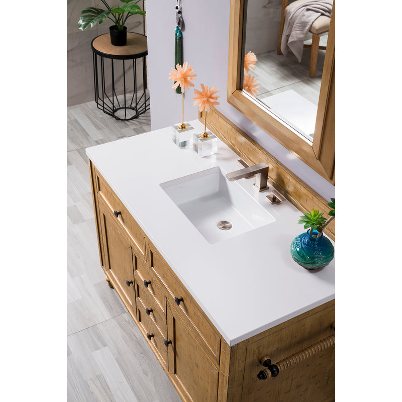 James Martin Copper Cove 48" Single Vanity Cabinet Driftwood Patina with 3 cm Classic White Quartz Top 300-V48-DRP-3CLW