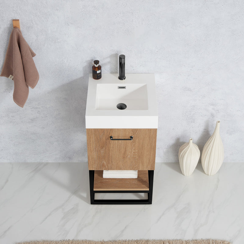 Vinnova Design Alistair 18B" Single Sink Bath Vanity with White Grain Stone Countertop