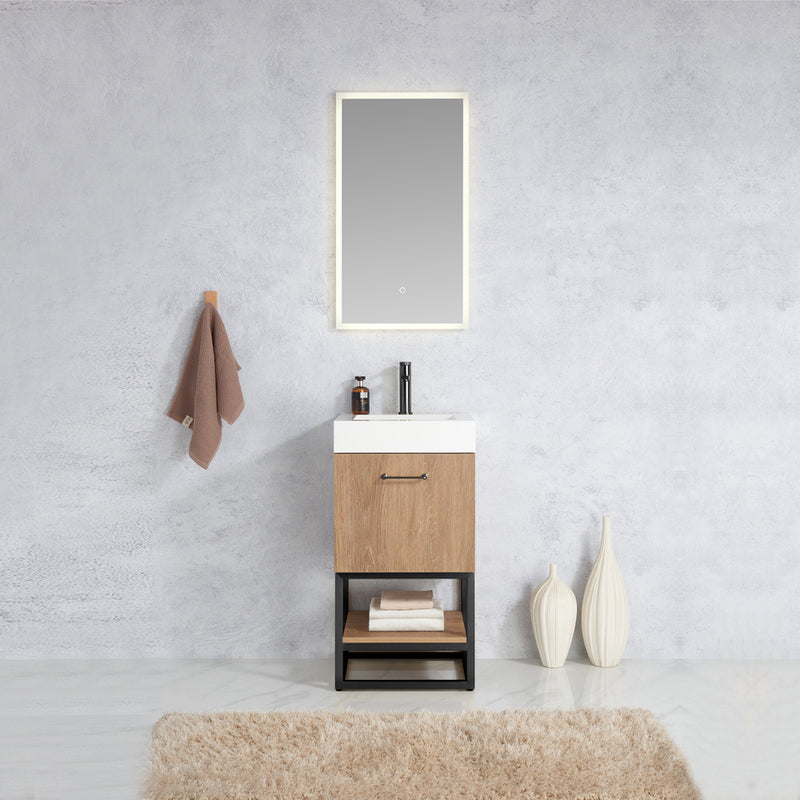 Vinnova Design Alistair 18B" Single Sink Bath Vanity with White Grain Stone Countertop