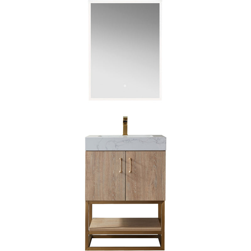 Vinnova Design Alistair 24" Single Vanity with White Grain Stone Countertop