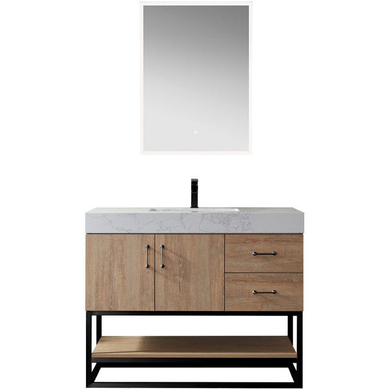 Vinnova Design Alistair 42B" Single Vanity with White Grain Stone Countertop