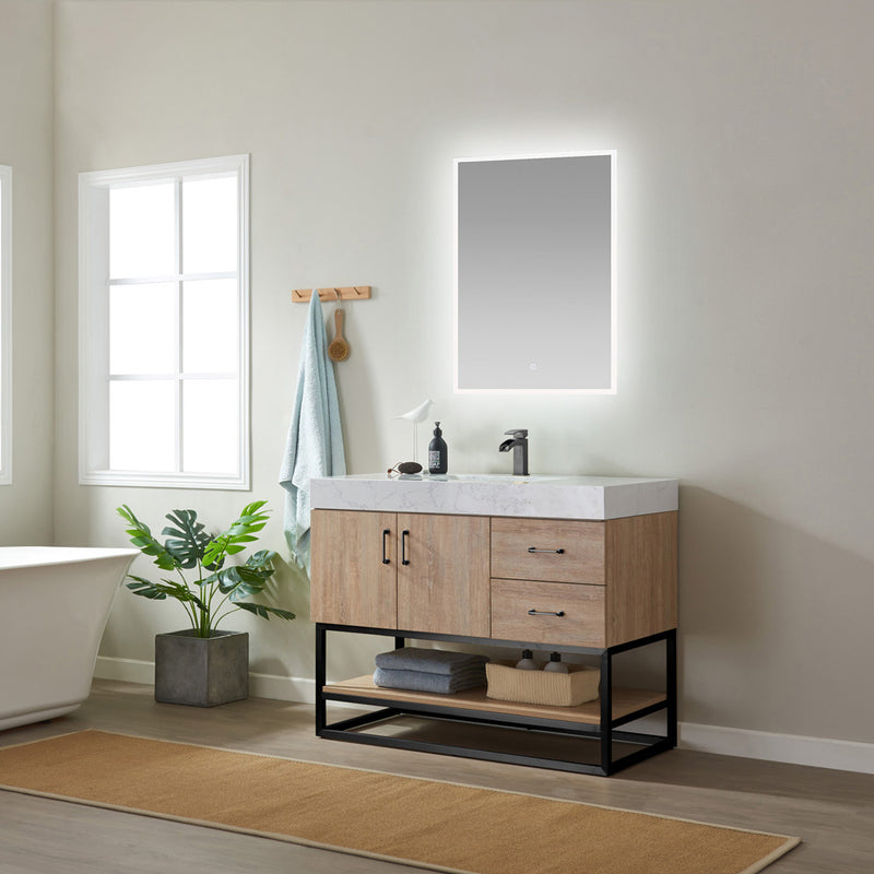 Vinnova Design Alistair 42B" Single Vanity with White Grain Stone Countertop