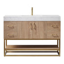 Alistair 48" Single Vanity Oak with White Grain Stone Countertop