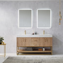 Alistair 60" Double Vanity Oak with White Grain Stone Countertop