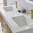 Alistair 60" Double Vanity Oak with White Grain Stone Countertop