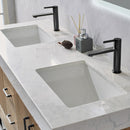 Alistair 60B" Double Vanity Oak with White Grain Stone Countertop