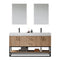 Alistair 60B" Double Vanity Oak with White Grain Stone Countertop