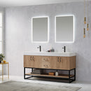 Alistair 60B" Double Vanity Oak with White Grain Stone Countertop