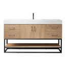 Alistair 60BS" Single Sink Bath Vanity Oak with White Grain Stone Countertop