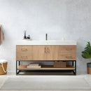 Alistair 60BS" Single Sink Bath Vanity Oak with White Grain Stone Countertop