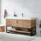 Alistair 60BS" Single Sink Bath Vanity Oak with White Grain Stone Countertop