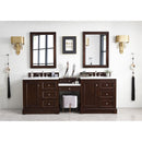 James Martin De Soto 94" Double Vanity Set Burnished Mahogany with Makeup Table 3 cm Arctic Fall Solid Surface Top 825-V94-BNM-DU-AF