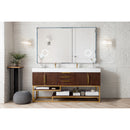 James Martin Columbia 72" Double Vanity Coffee Oak Radiant Gold with Glossy White Composite Top 388-V72D-CFO-RG-GW