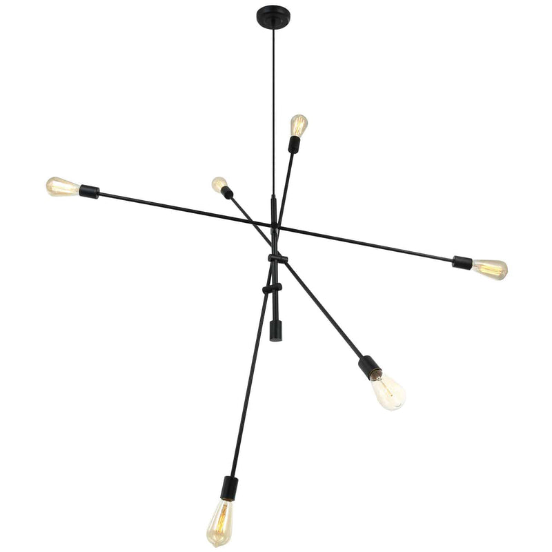 Dainolite 6 Light Incandescent Adjustable Pendant Matte Black 816P-MB