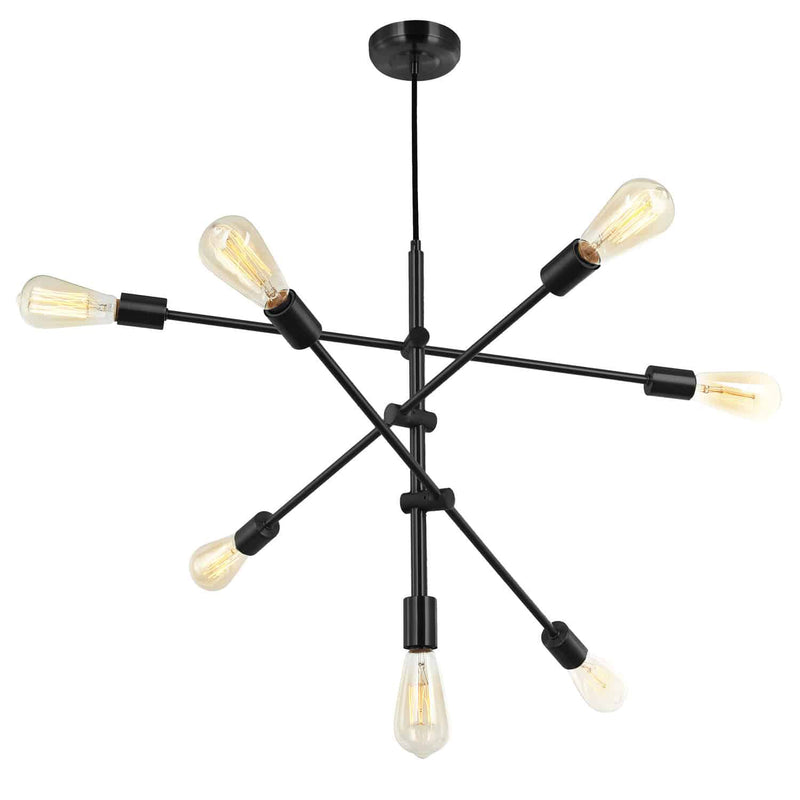 Dainolite 7 Light Pendant Black Finish 817P-BK