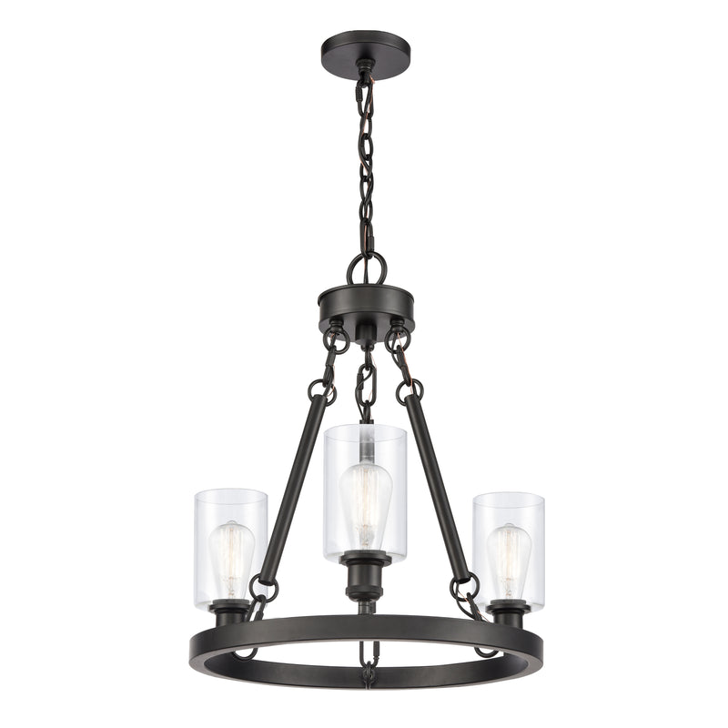 Saloon Chandelier shown in the Matte Black finish with a Clear shade