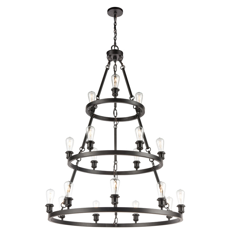 Saloon Chandelier shown in the Matte Black finish