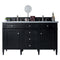 James Martin Brittany 60" Black Onyx Double Vanity with 3 cm Carrara Marble Top 650-V60D-BKO-3CAR