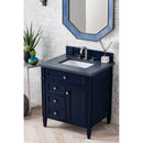 James Martin Brittany 30" Single Vanity Victory Blue with 3 cm Charcoal Soapstone Quartz Top 650-V30-VBL-3CSP