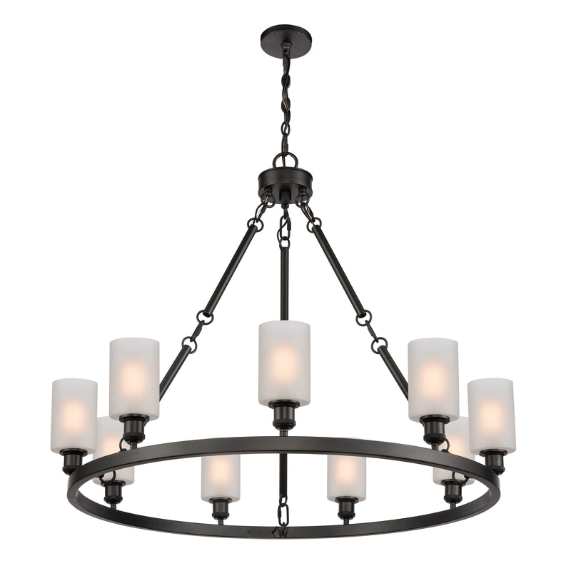 Saloon Chandelier shown in the Matte Black finish with a Matte White shade