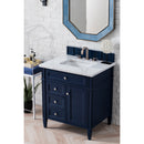 James Martin Brittany 30" Single Vanity Victory Blue with 3 cm Carrara Marble Top 650-V30-VBL-3CAR