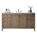 James Martin Chicago 60" Whitewashed Walnut Single Vanity with 3 cm Arctic Fall Solid Surface Top 305-V60S-WWW-3AF