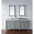 James Martin Brittany 72" Urban Gray Double Vanity with 3 cm Classic White Quartz Top 650-V72-UGR-3CLW