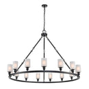 Saloon Chandelier shown in the Matte Black finish with a Matte White shade