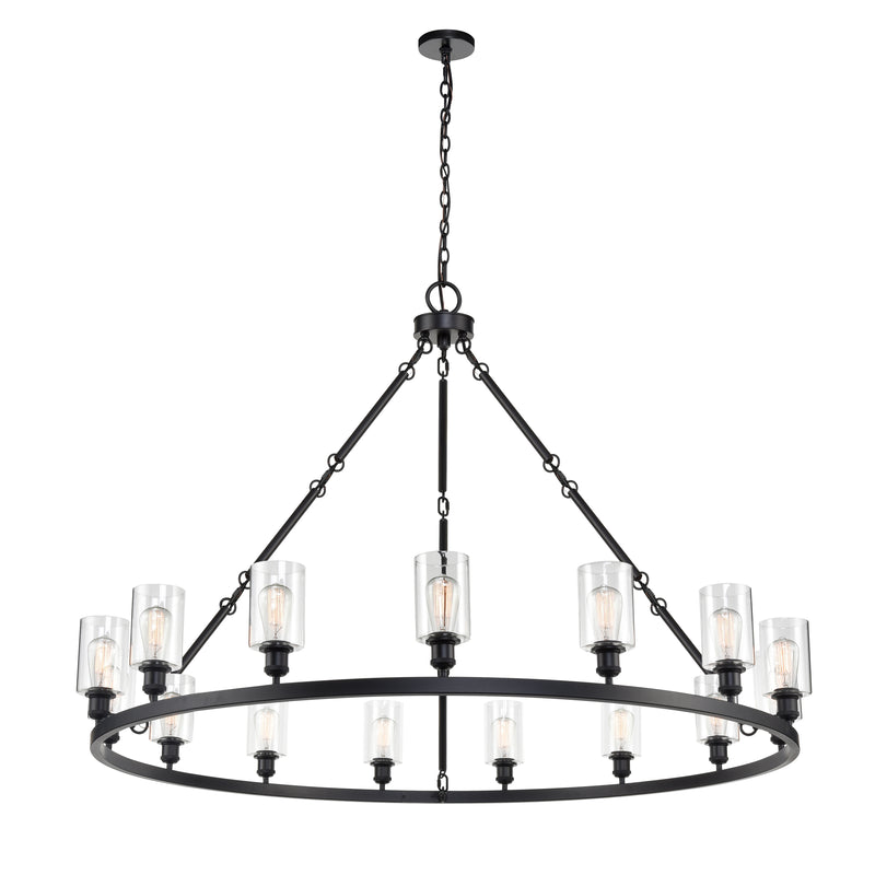 Saloon Chandelier shown in the Matte Black finish with a Clear shade