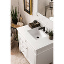 James Martin Brittany 36" Bright White Single Vanity with 3 cm Classic White Quartz Top 650-V36-BW-3CLW