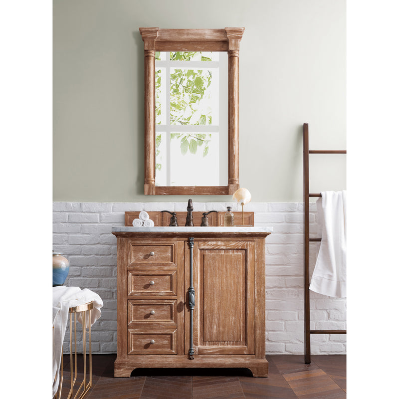 James Martin Providence 36" Driftwood Single Vanity with 3 cm Carrara Marble Top 238-105-5511-3CAR