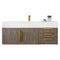 James Martin Mercer Island 48" Single Vanity Ash Gray Radiant Gold with Glossy White Composite Top 389-V48-AGR-G-GW