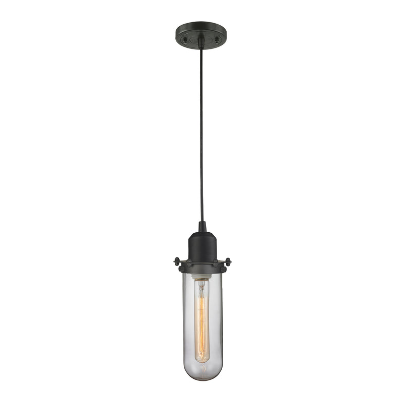 Centri Mini Pendant shown in the Oil Rubbed Bronze finish with a Clear shade