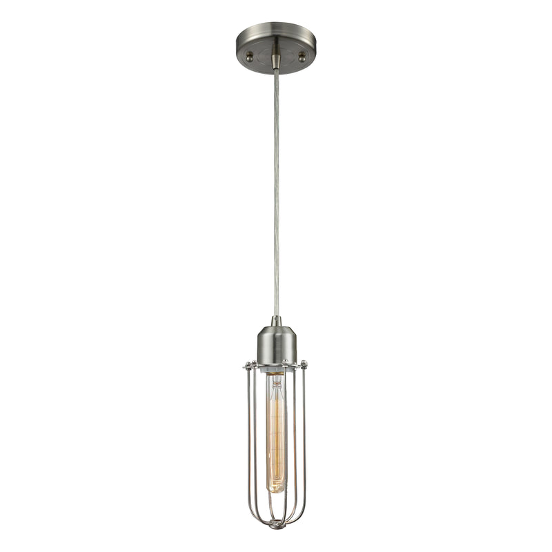 Muselet Mini Pendant shown in the Brushed Satin Nickel finish with a Brushed Satin Nickel shade