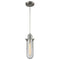 Centri Mini Pendant shown in the Brushed Satin Nickel finish with a Clear shade