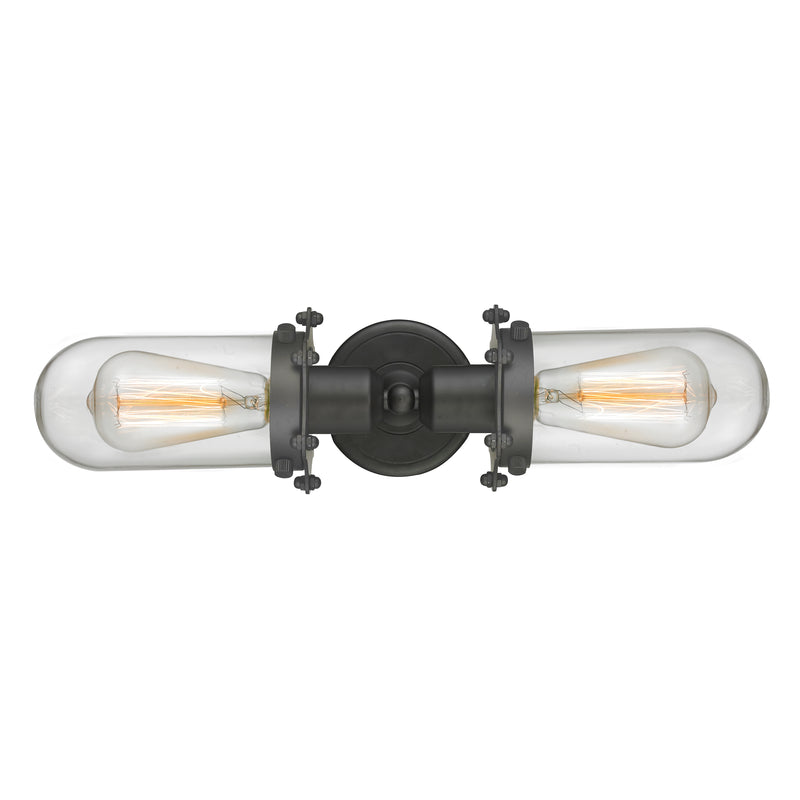 Centri Bath Vanity Light shown in the Oil Rubbed Bronze finish with a Clear shade