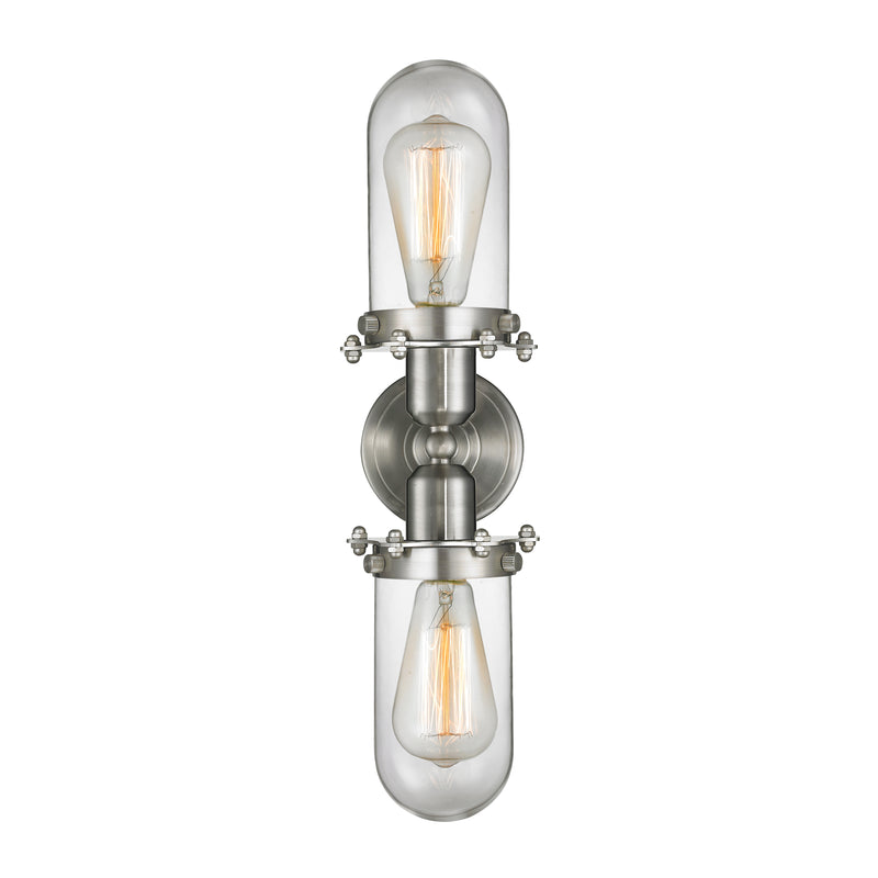 Innovations Lighting Centri 2 Light Bath Vanity Light Part Of The Austere Collection 900-2W-SN-CE231-SN-CL-LED