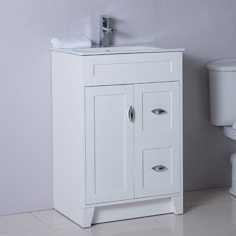 Bellaterra 24" Single Sink Vanity Manufactured Wood White 9004-24-WH