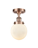 Beacon Semi-Flush Mount shown in the Antique Copper finish with a Matte White shade