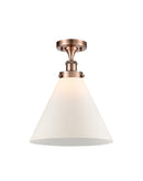 Cone Semi-Flush Mount shown in the Antique Copper finish with a Matte White shade