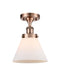 Cone Semi-Flush Mount shown in the Antique Copper finish with a Matte White shade