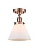 Cone Semi-Flush Mount shown in the Antique Copper finish with a Matte White shade