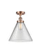 Cone Semi-Flush Mount shown in the Antique Copper finish with a Clear shade