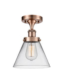 Cone Semi-Flush Mount shown in the Antique Copper finish with a Clear shade