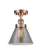 Cone Semi-Flush Mount shown in the Antique Copper finish with a Plated Smoke shade