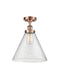 Cone Semi-Flush Mount shown in the Antique Copper finish with a Seedy shade